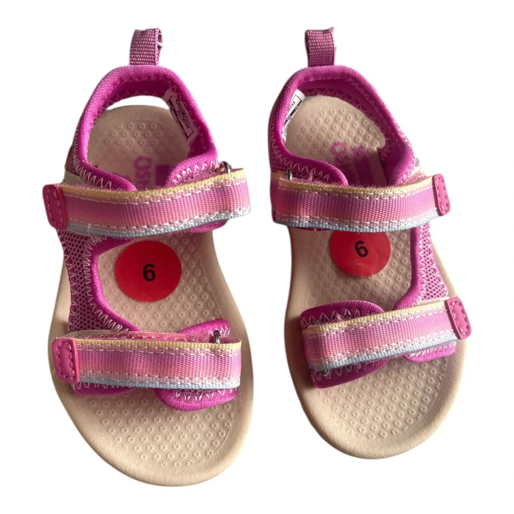 OshKosh B'Gosh Toddler Girl's Size 6 Horchata Hook and Loop Sandal Pink New Tags